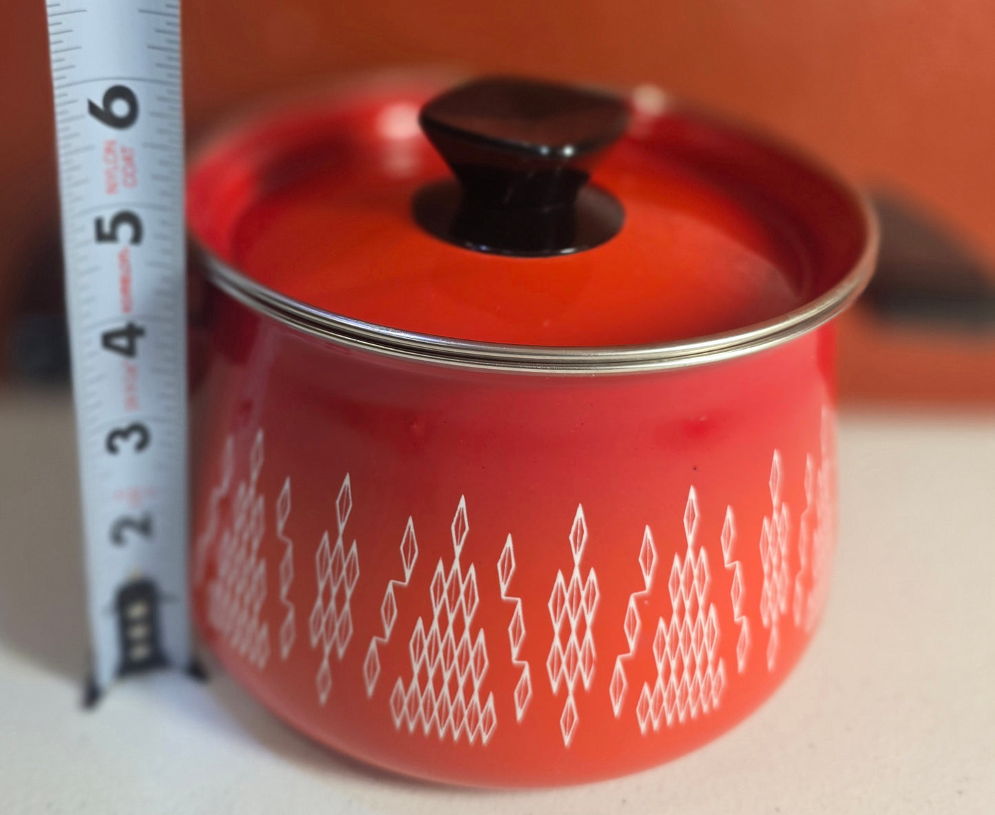 Vintage 1960's MCM Enamel Fondue Set