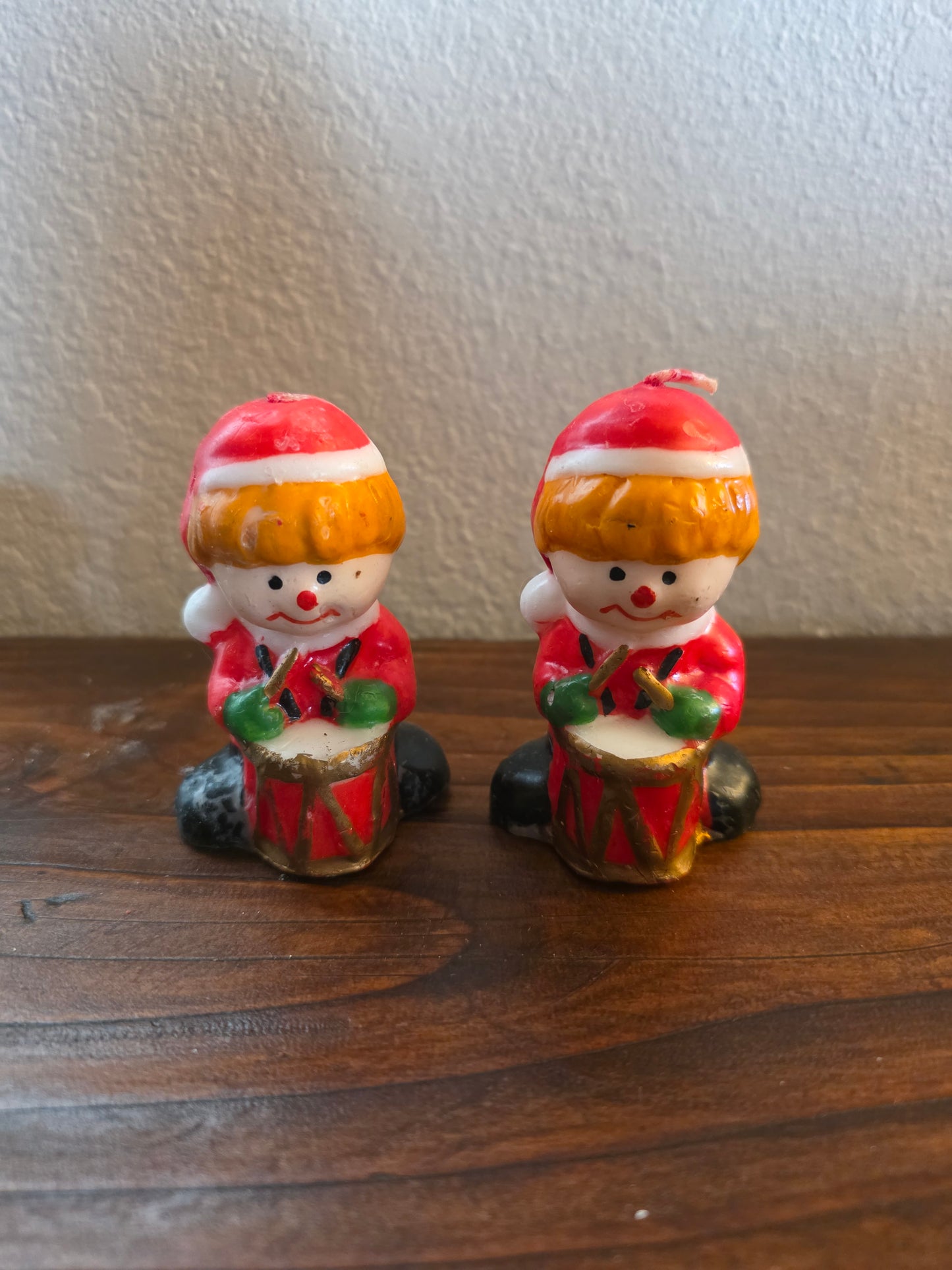 Two Vintage Christmas Drummer Boy Candles