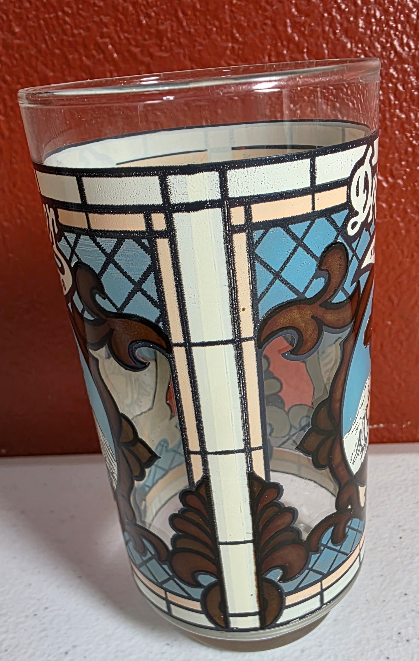 Vintage Dr Pepper King Of Beverages Woman Stain Glass Style Advertising Glass