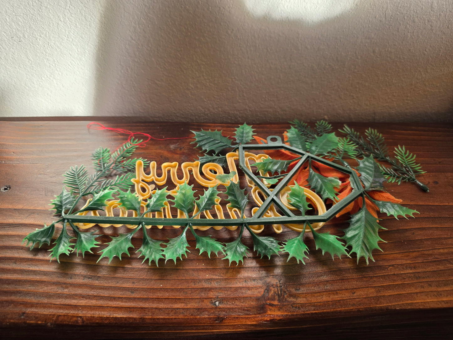 Vintage 1950's Merry Christmas Plastic Wall Hanging Poinsettia