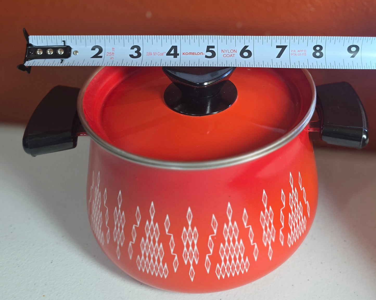 Vintage 1960's MCM Enamel Fondue Set