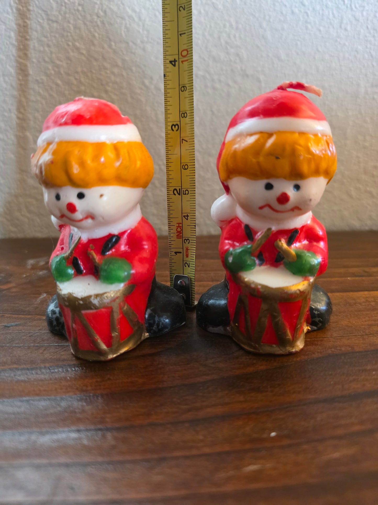 Two Vintage Christmas Drummer Boy Candles