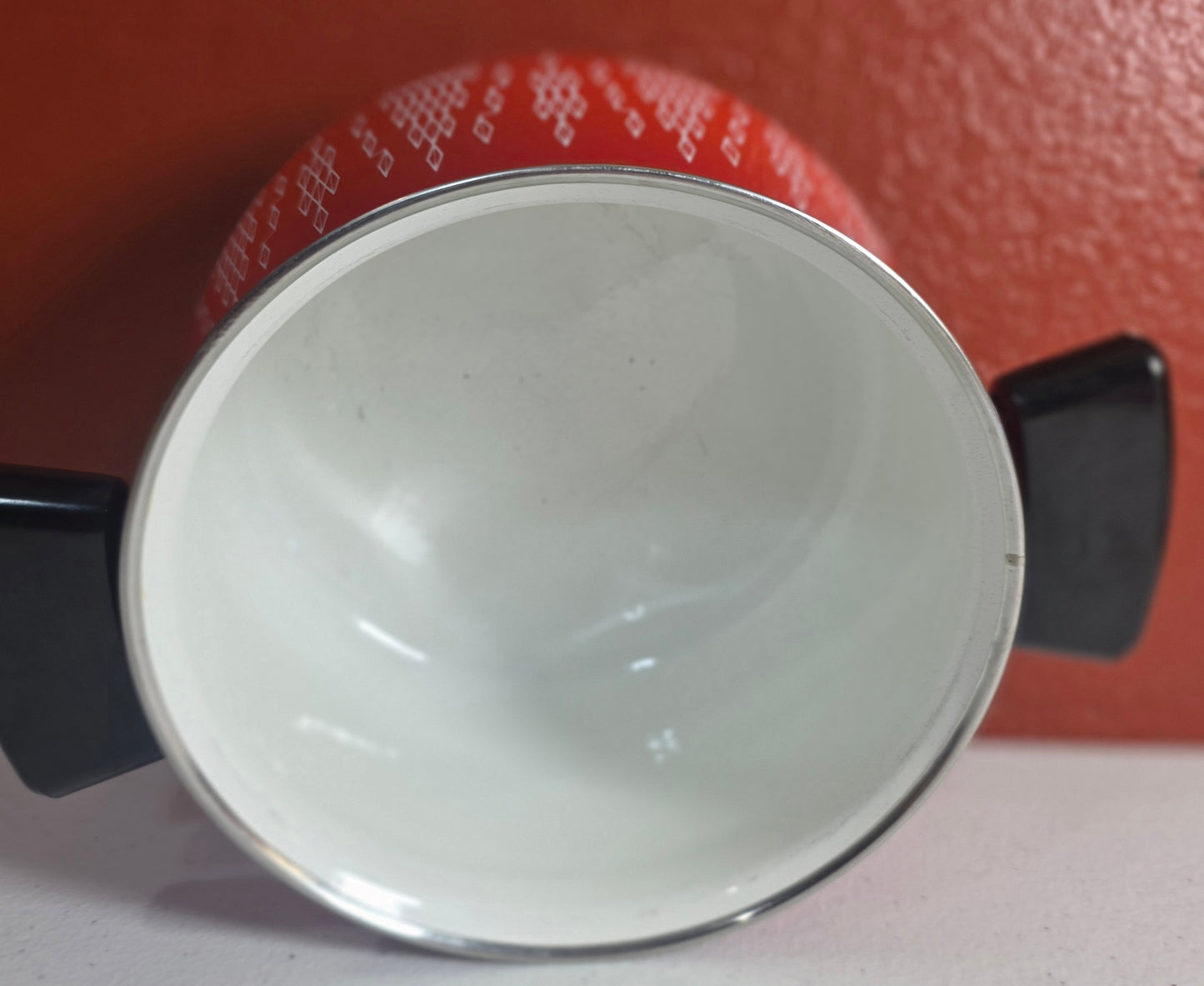 Vintage 1960's MCM Enamel Fondue Set